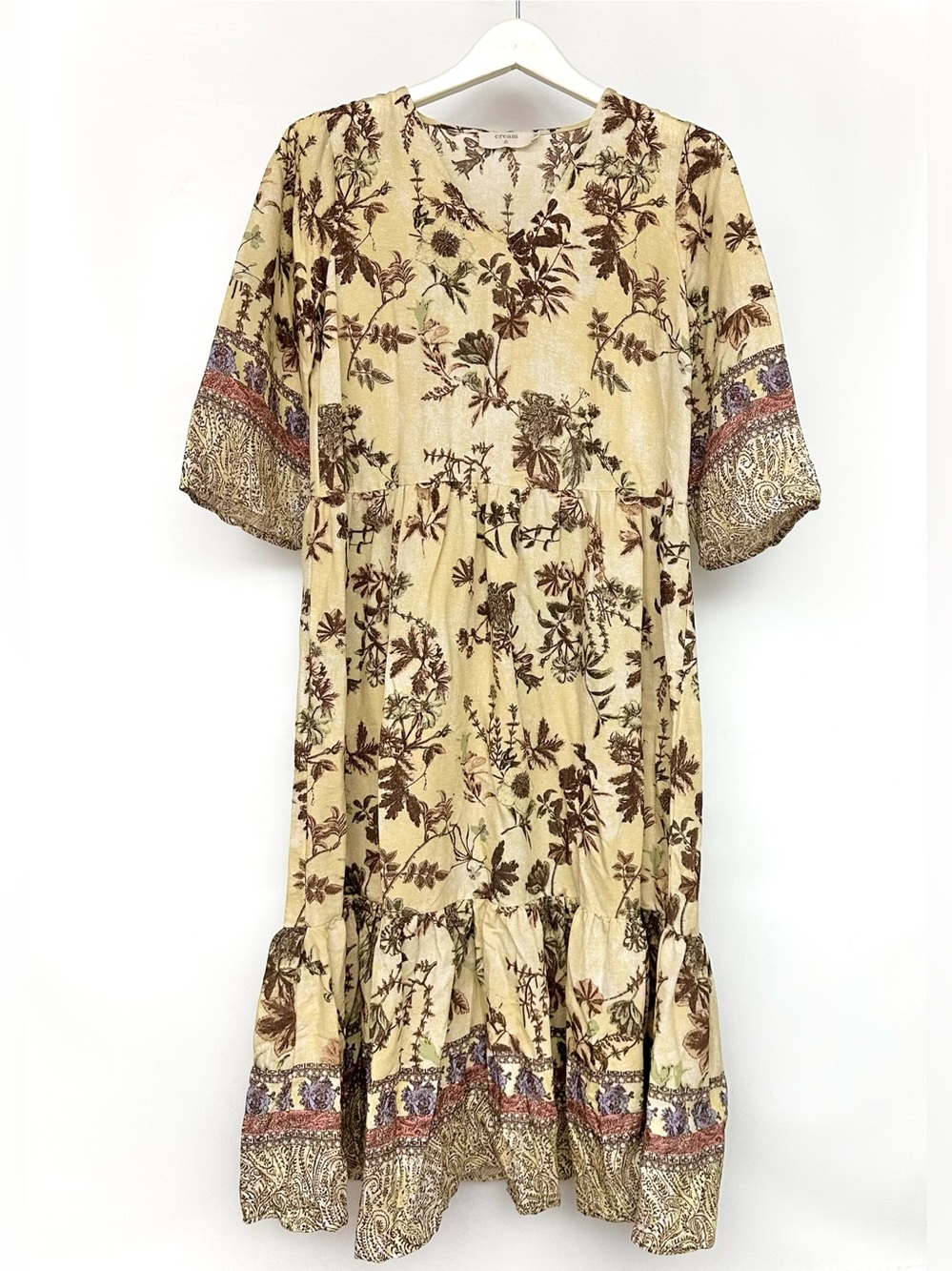 Cream Floral Boho Dress